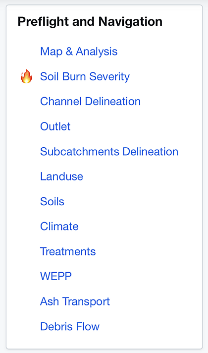 Preflight and Navigation panel