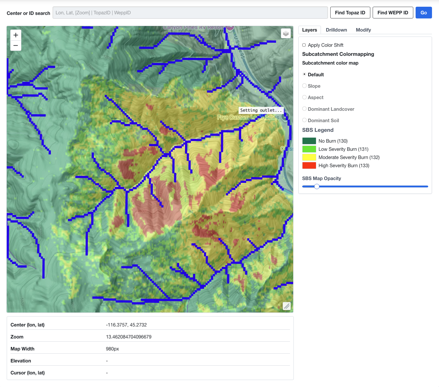 Outlet location on map